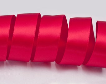 Red Ribbon, Double Faced Satin Ribbon, Widths Available: 1 1/2", 1", 6/8", 5/8", 3/8", 1/4", 1/8"