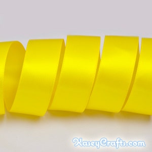 Daffodil Yellow Ribbon, Double Faced Satin Ribbon, Widths Available: 1 1/2&quot;, 1&quot;, 6/8&quot;, 5/8&quot;, 3/8&quot;, 1/4&quot;, 1/8&quot;