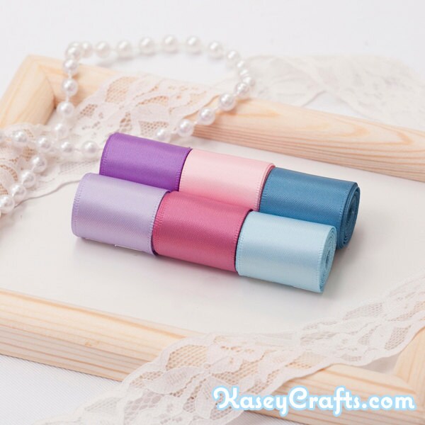 Pastel Tones Theme Ribbon Set, 6 PCS Double Faced Satin Ribbons, Widths Available: 1 1/2", 1", 6/8", 5/8", 3/8", 1/4", 1/8"