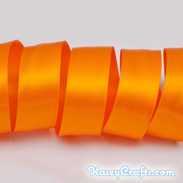 Tangerine Orange Ribbon, Double Faced Satin Ribbon, Widths Available: 1 1/2", 1", 6/8", 5/8", 3/8", 1/4", 1/8"