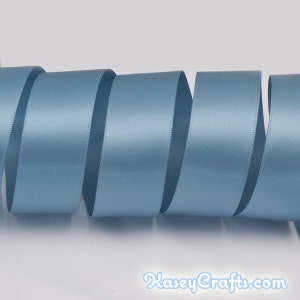 Antikes blaues Band, Doppeltes Satinband, Breite verfügbar: 1 1/2&quot;, 1&quot;, 6/8&quot;, 5/8&quot;, 3/8&quot;, 1/4&quot;, 1/8&quot;