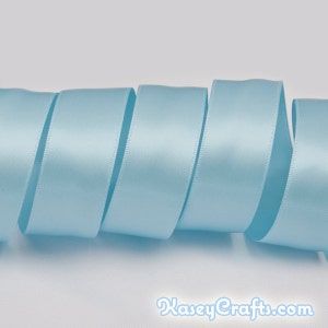 Blaues TopasBand, Doppelseitiges Satinband, Breite verfügbar: 1 1/2&quot;, 1&quot;, 6/8&quot;, 5/8&quot;, 3/8&quot;, 1/4&quot;, 1/8&quot;