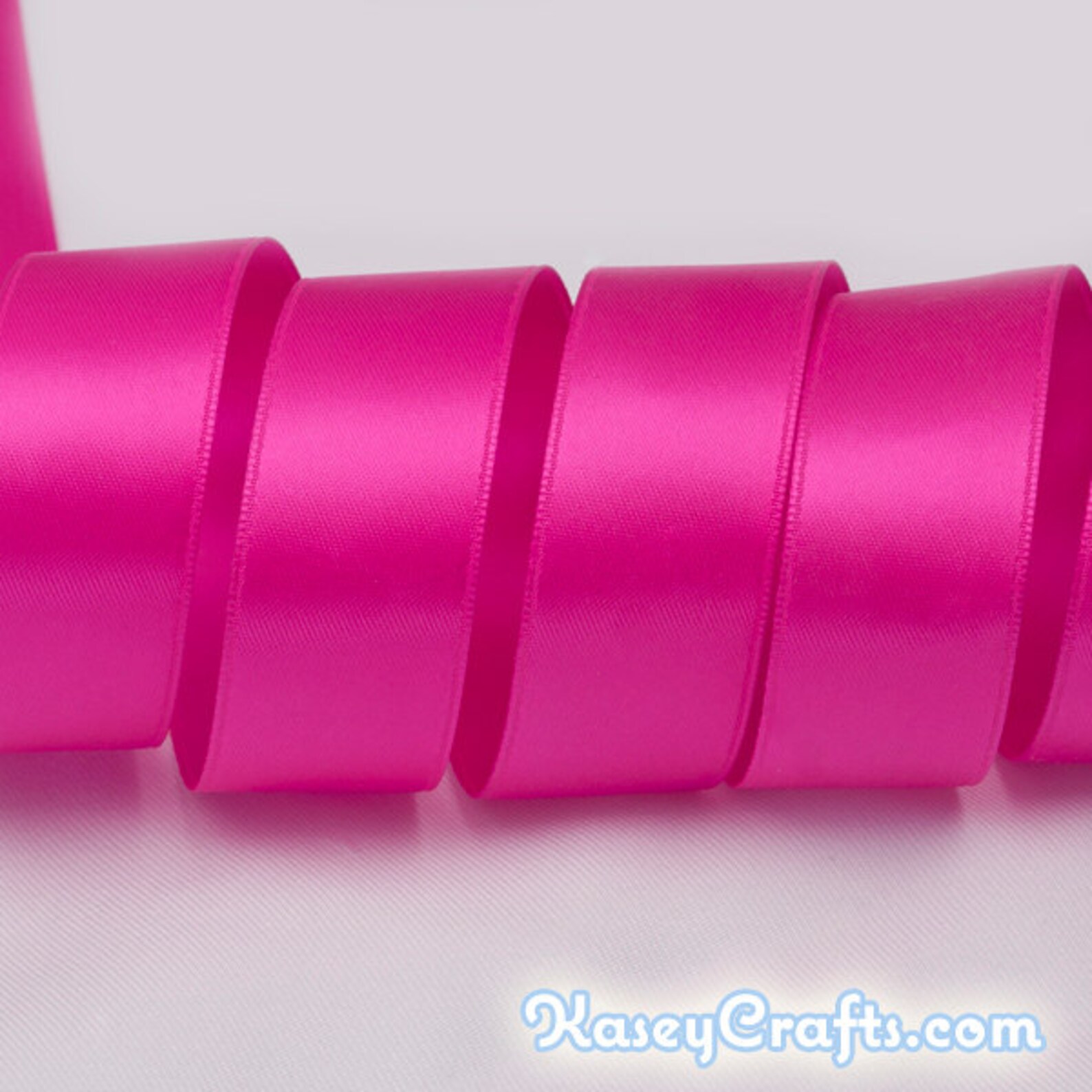 Shocking Pink Ribbon, Double Faced Satin Ribbon, Widths Available: 1 1/ ...