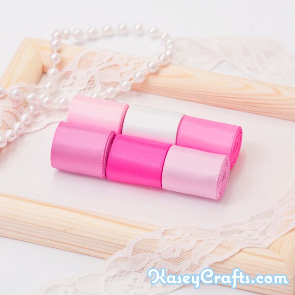 Alluring Pink Theme Ribbon Set, 6 PCS Double Faced Satin Ribbons, Widths Available: 1 1/2", 1", 6/8", 5/8", 3/8", 1/4", 1/8"