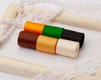 Safari Theme Ribbon Set, 6 PCS Double Faced Satin Ribbons, Widths Available: 1 1/2", 1", 6/8", 5/8", 3/8", 1/4", 1/8"