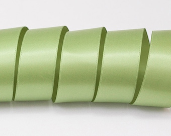 Spring Moss Green Ribbon, Double Faced Satin Ribbon, Widths Available: 1 1/2", 1", 6/8", 5/8", 3/8", 1/4"