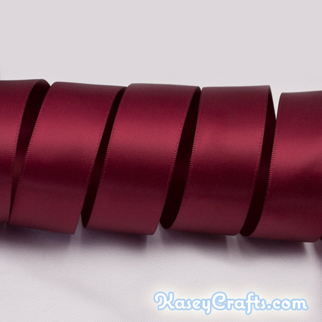 Satin Ribbon - 1 inch x 50 Yards, Double Face Solid Color 1 x 50 Yds  Burgundy