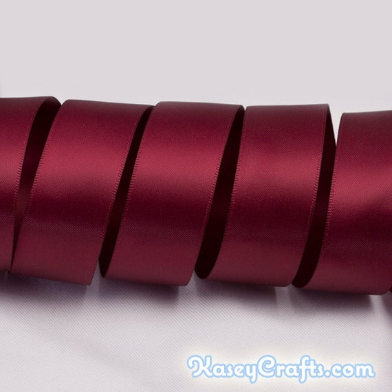 Burgundy Red Ribbon, Double Faced Satin Ribbon, Widths Available