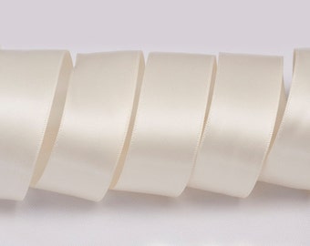 Antique White Ribbon, Double Faced Satin Ribbon, Widths Available: 1 1/2", 1", 6/8", 5/8", 3/8", 1/4", 1/8"