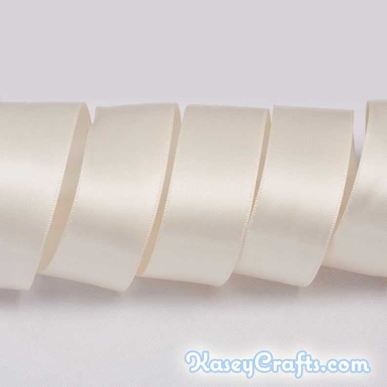 Antique White Ribbon, Double Faced Satin Ribbon, Widths Available: 1 1/2, 1, 6/8, 5/8, 3/8, 1/4, 1/8 image 1