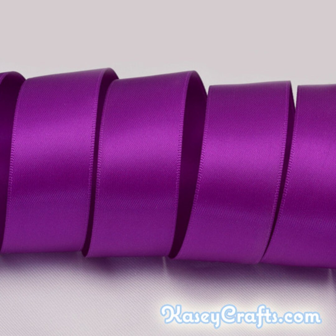 Eggplant Purple Ribbon Double Faced Satin Ribbon Widths