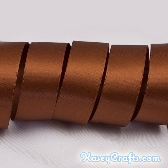 Friar Brown Ribbon, Double Faced Satin Ribbon, Widths Available: 1 1/2,  1, 6/8, 5/8, 3/8, 1/4, 1/8