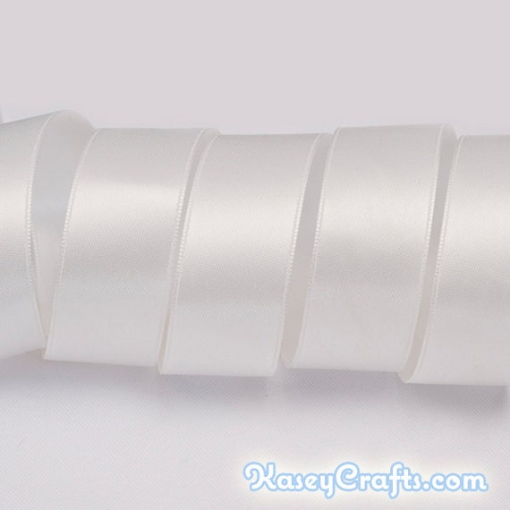 Off White Ribbon, Double Faced Satin Ribbon, Widths Available: 1 1/2, 1,  6/8, 5/8, 3/8, 1/4, 1/8