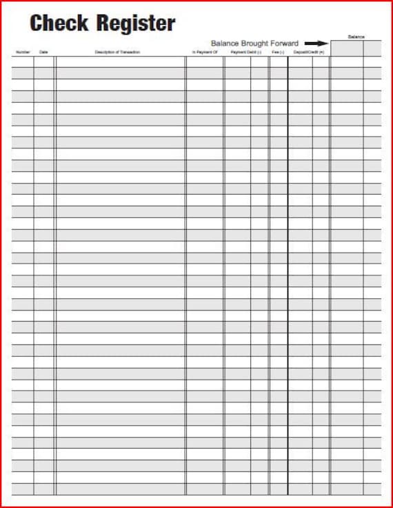 Simple Check Register Etsy