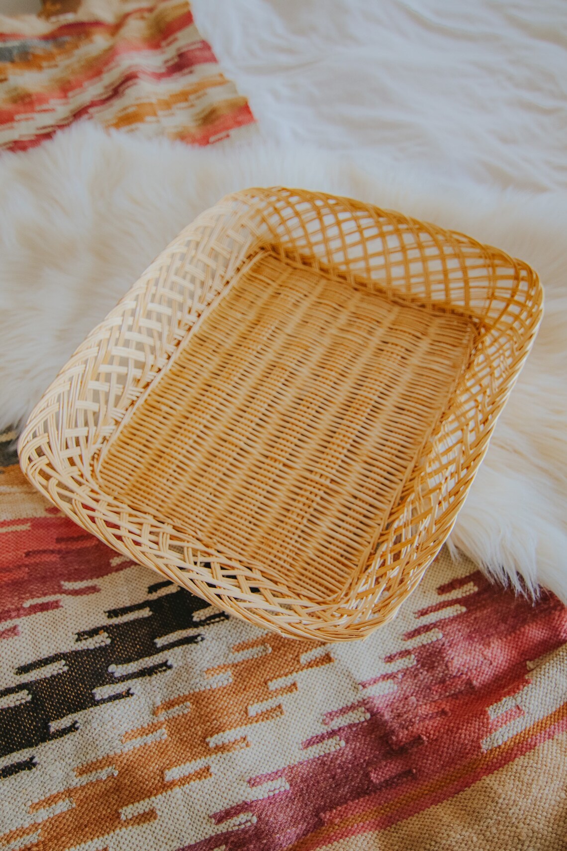 Large Wicker Basket Tray Etsy