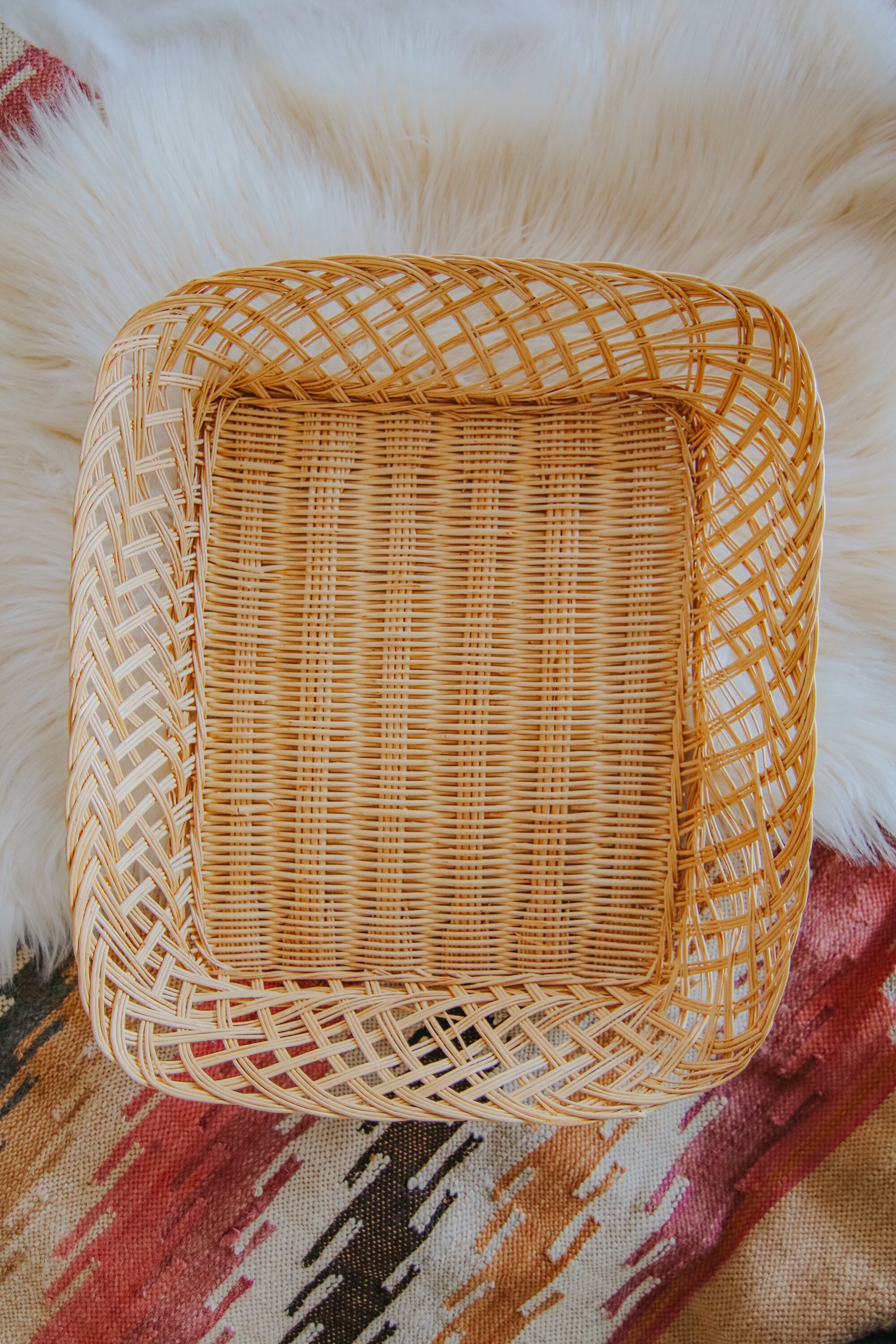 Large Wicker Basket Tray Etsy