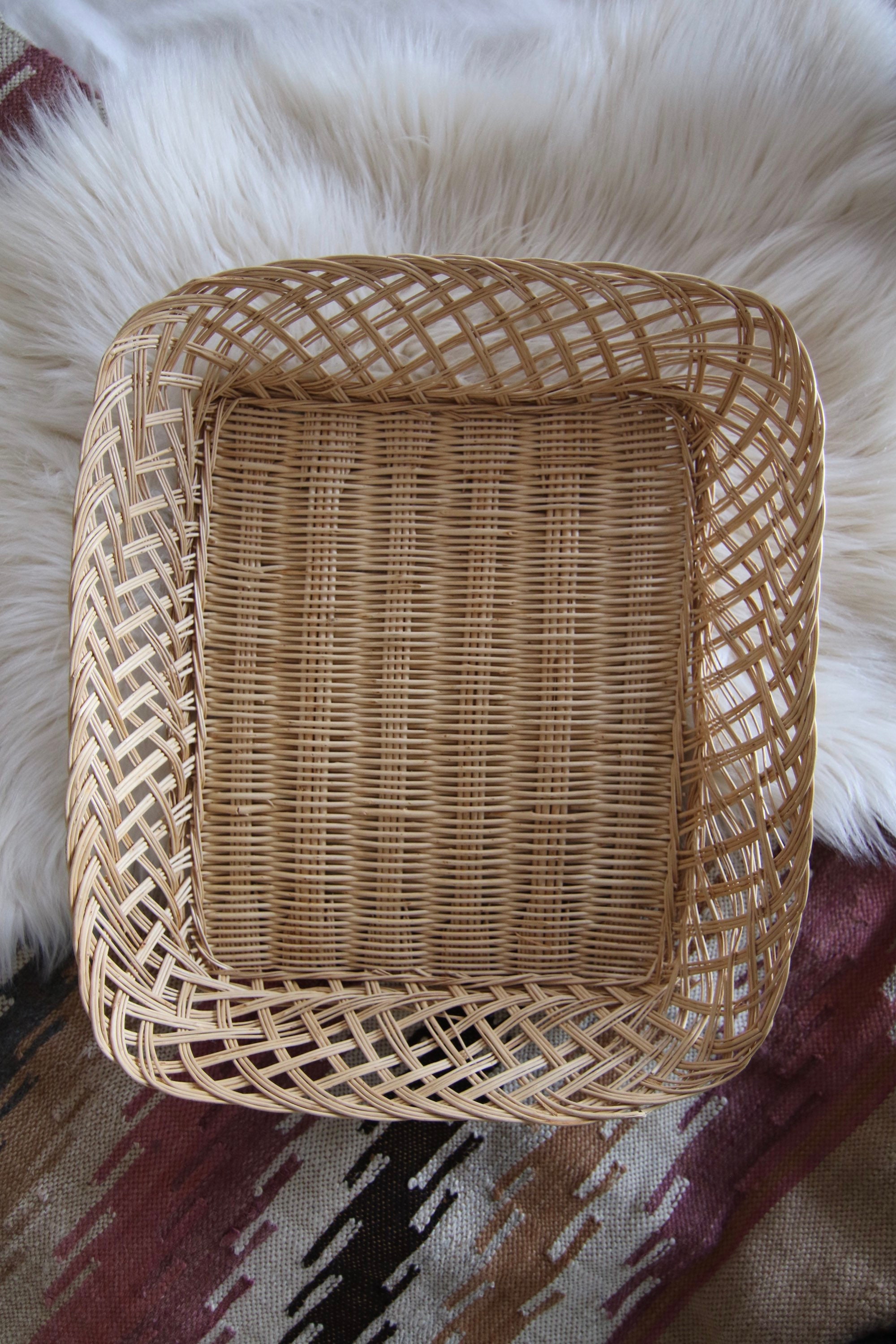 Large Wicker Basket Tray Etsy