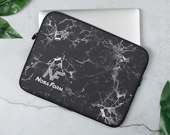 Black Marble Printed Pattern Neoprene Padded Laptop Sleeve