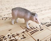 Antique Miniature 0.75 quot x 1.5 quot Pig German Bisque Mini Figurine porcelain Piglet Doll Pet Farm toy zoo Animal Germany Figure dollhouse