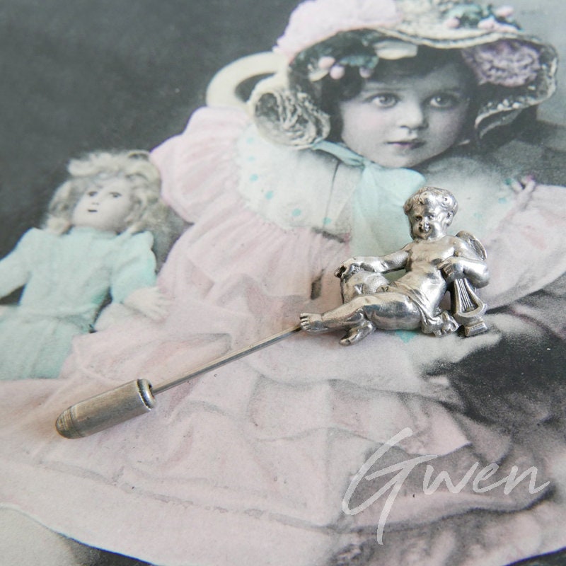 Ancienne Aiguille à Chapeau Vintage Avec Pierre Ou Ambre - Accessoire D'époque