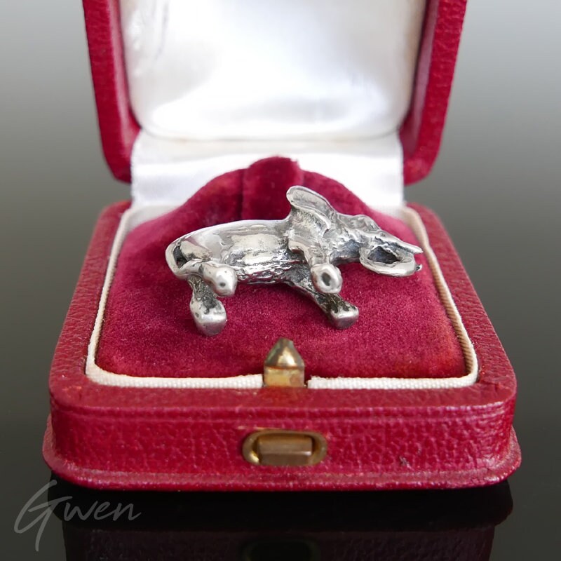 Pendentif Ancien En Argent Massif 925 - Éléphant Style Art Déco/Art Nouveau - Occasion