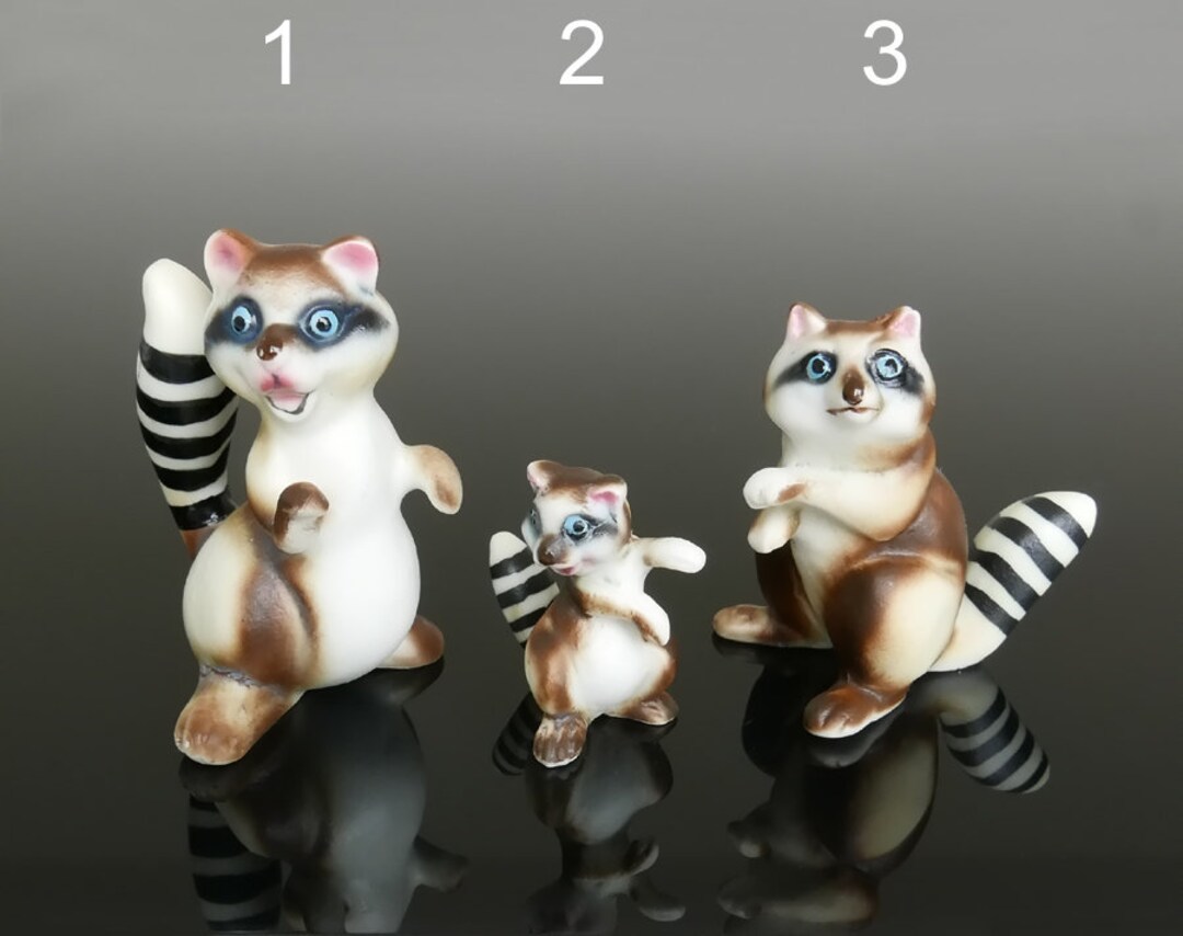 Mini Racoon Figures Vintage Miniature Raccoon Figurine Tiny Bone China Zoo - Etsy