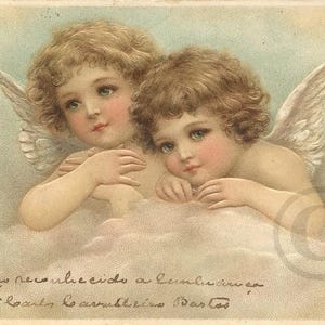 Cartolina originale tedesca antica edoardiana, litografia di Frances Brundage del 1904, angelo cherubino, carta in rilievo, retro non diviso