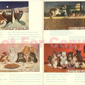 Carte Postale Ancienne Publicitaire Louis Wain, Chats Humanisés, Chromo Lithographie Debeukelaer Cacao De Beukelaer, Circa 1910