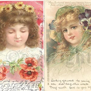 Carte Postale Ancienne Allemande, CPA Frances Brundage, 1902 Portrait de Fillette, Enfant, Fleur, 1906 Chromo Lithographie, Dos non Divisé