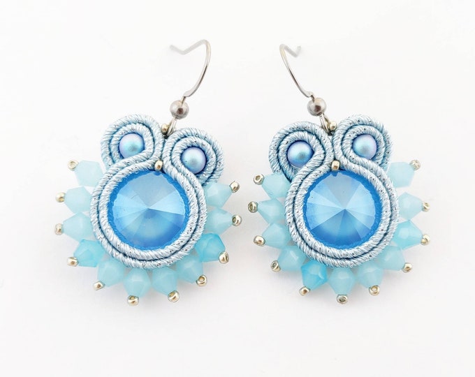Small blue soutache earrings