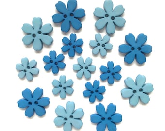 BLUE FLOWER BUTTONS