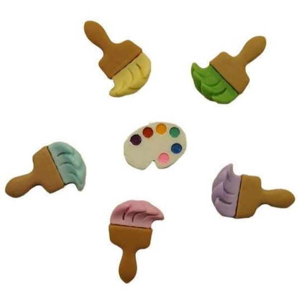Artist Paintbrush & Palette Resin Flatbacks (6 Pcs)