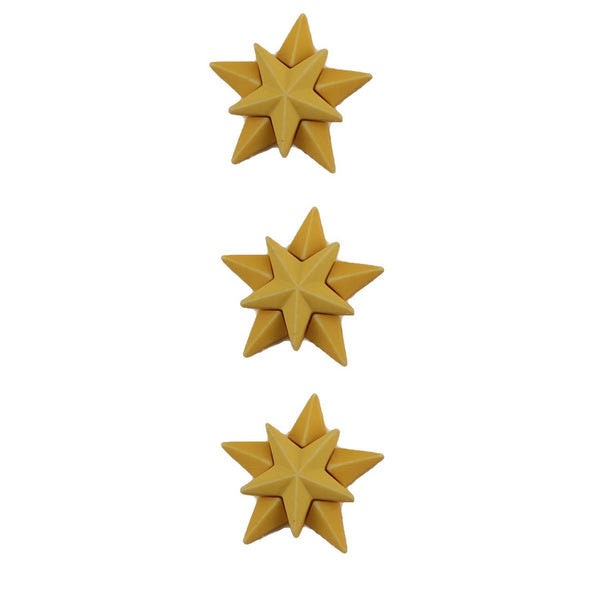 15 Mm GOLD STAR Wooden Buttons X 10 , Wooden Star Buttons, Xmas