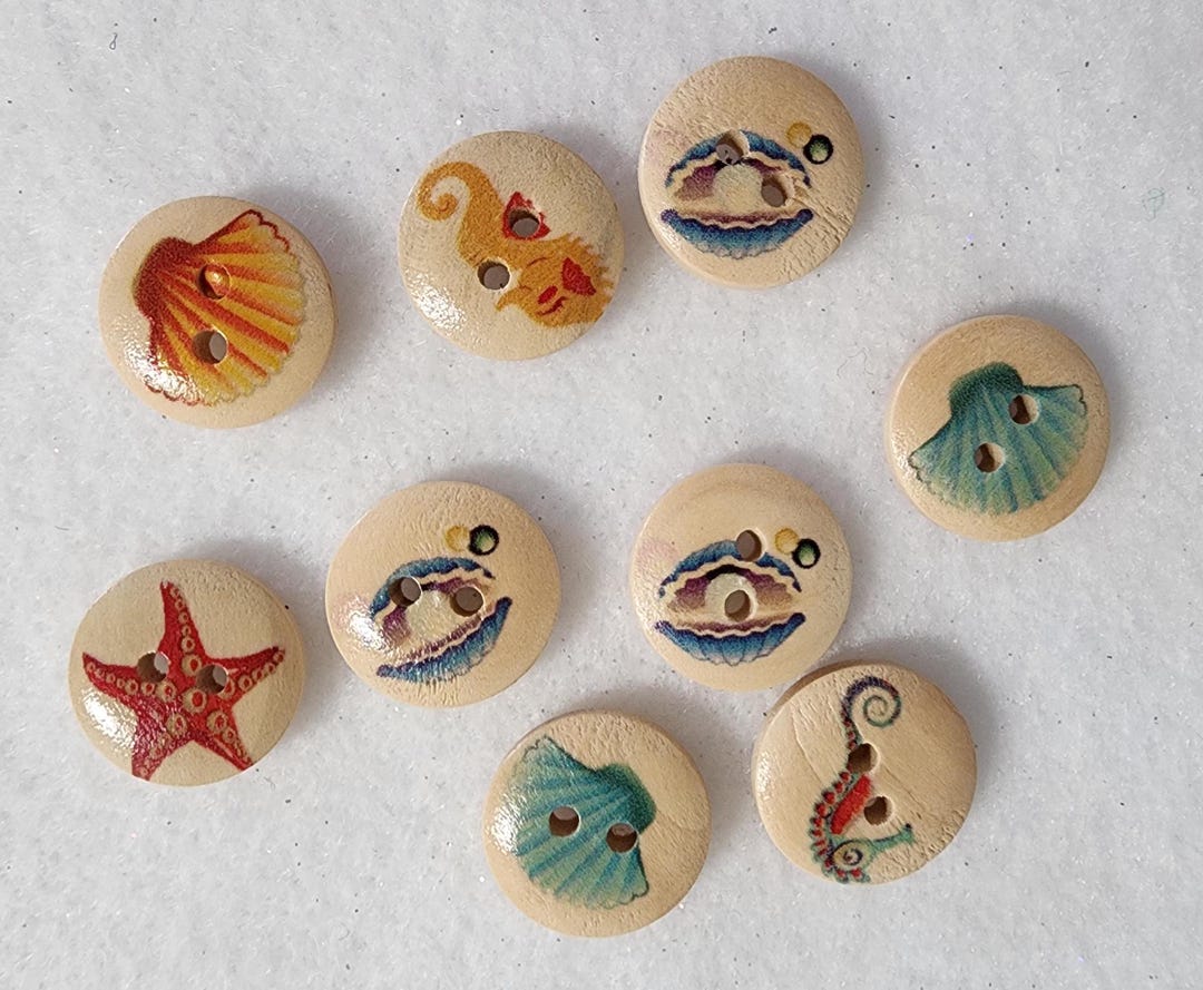 Seashell Wooden Buttons - Etsy
