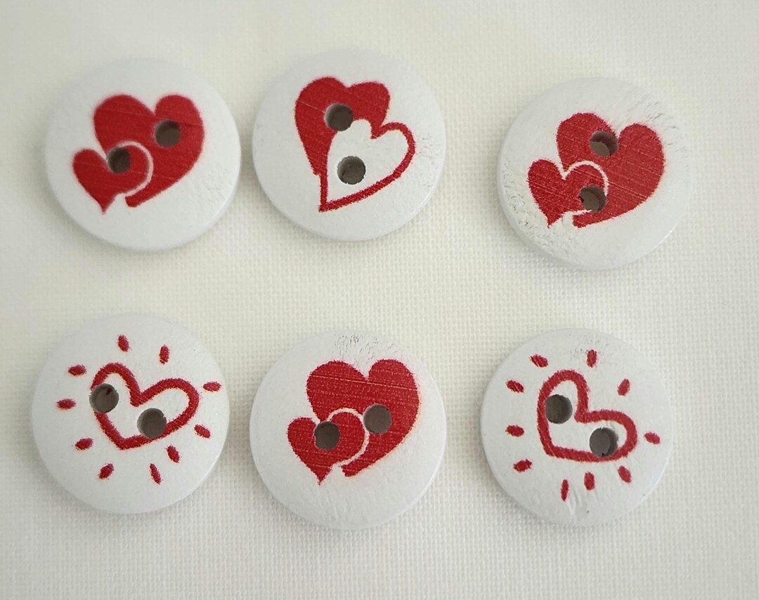 Valentine Button WHITE VALENTINE BUTTONS - Etsy