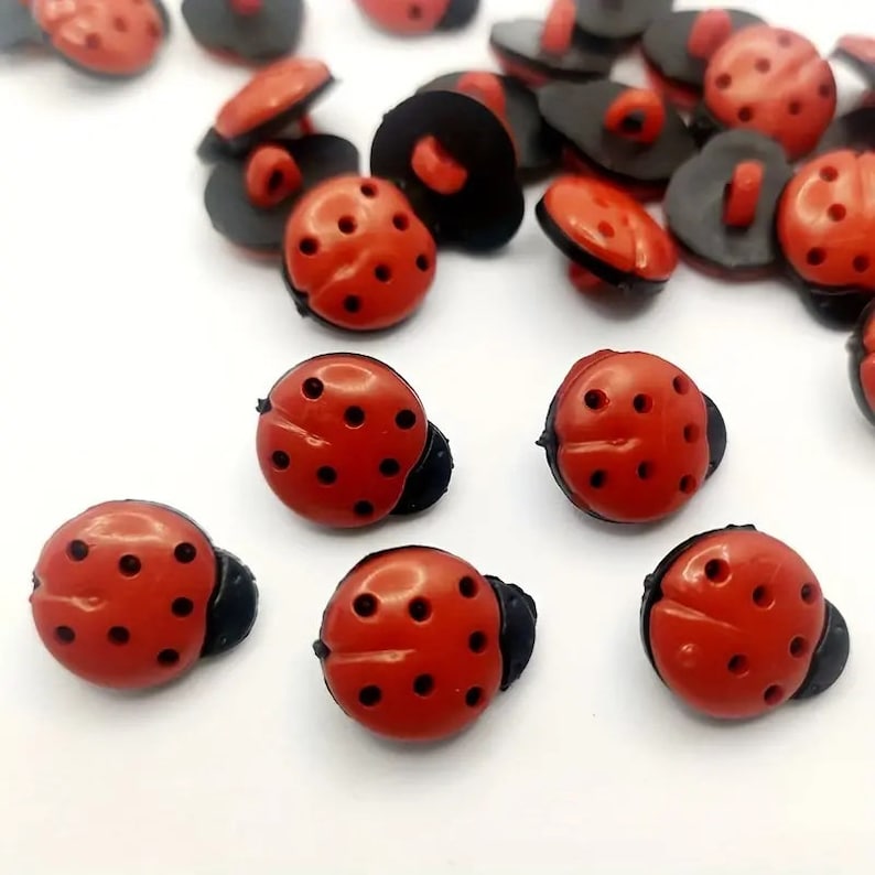 Ladybug Buttons, Plastic, 1/2 Inch, (6 Pcs) - Etsy