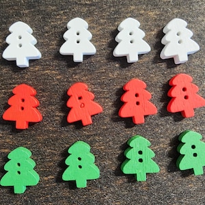 TINY WOOD CHRISTMAS Tree Buttons