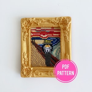 The Scream x Soul King Cross-stitch pattern, mini art, PDF download, Edvard Munch, One Piece