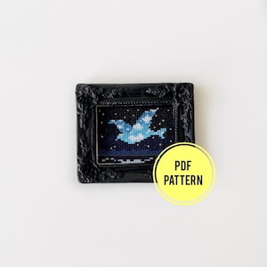 The Kiss Cross-stitch pattern, mini art, PDF download, Rene Magritte