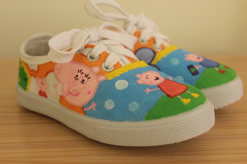 Peppa Pig and George inspired Handpainted kids shoes Ready to ship in SIZES 4, 6, 8, 9