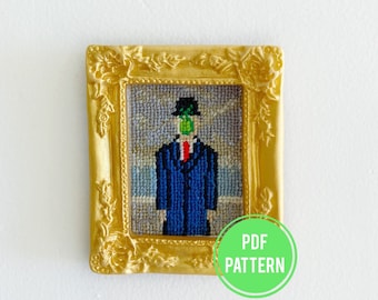 Människosonen Korsstygnsmönster, minikonst, PDF-nedladdning, René Magritte