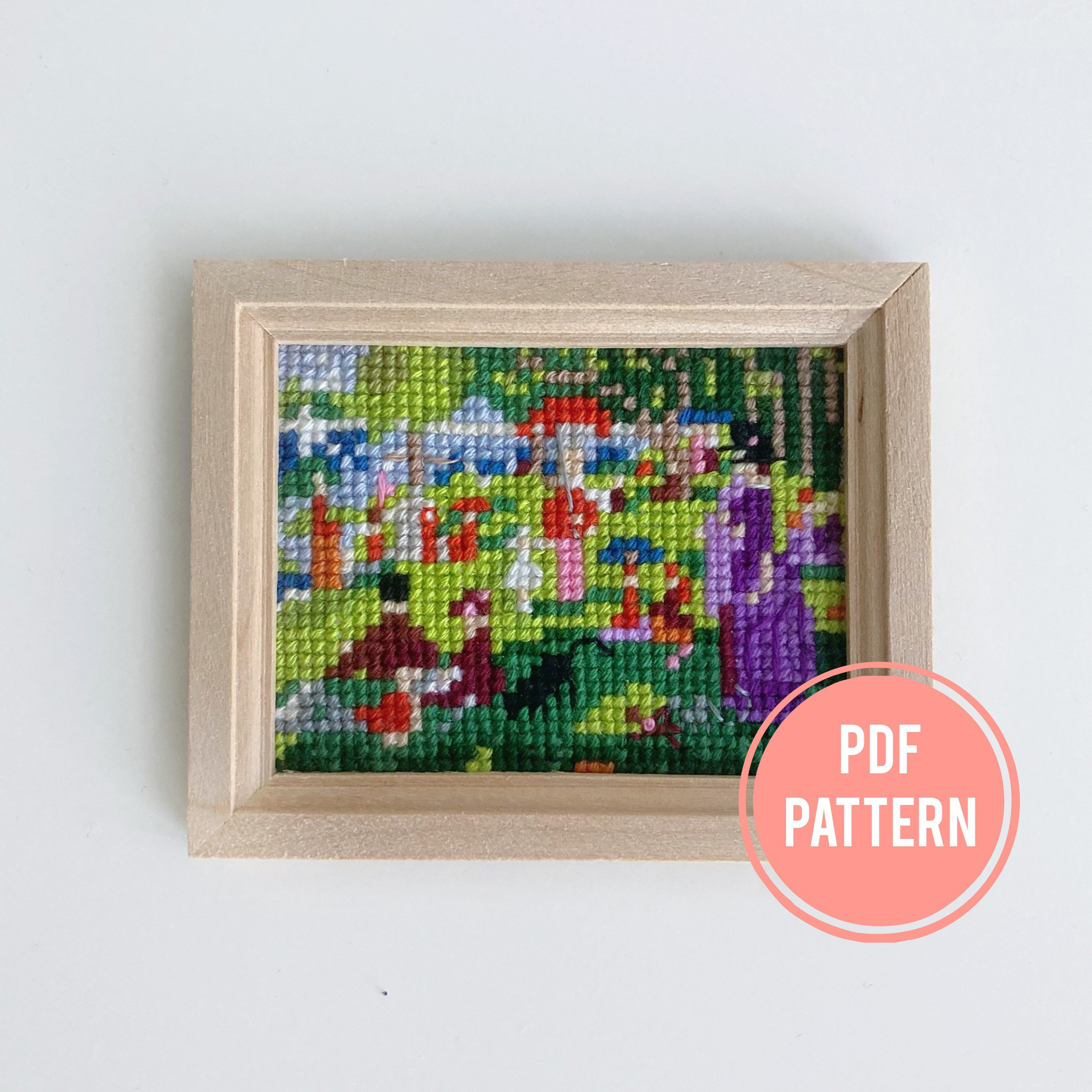 A Sunday Afternoon on the Island of La Grande Jatte Cross-stitch pattern, mini art, PDF download, Georges Seurat
