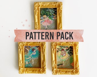 Set of Degas' Ballerinas Cross-stitch pattern, mini art, PDF download