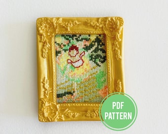 Dancer Tilting Cross-stitch pattern, mini art, PDF download, Edgar Degas