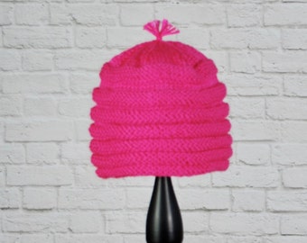 Hand Knit Hat - Knit Hat - Pink Hat - Hand Knit Pink Hat - Knit Pink Hat - Beanie - Knit Beanie - Pink Beanie - Hand Knit Beanie