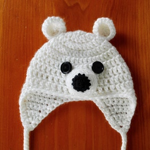 Polar Bear Hat, Bear Hat, Polar Bear, Baby Gift, Baby Shower Gift, Christmas Gift Idea, Newborn to Adult sizes available, Photo Prop