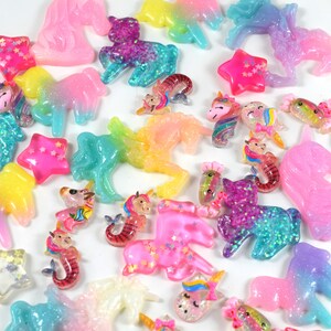 PACCHETTO AFFARE Unicorn Love Flatback Cabochons Set di 20 mix casuale - Creazione di fiocchi per capelli