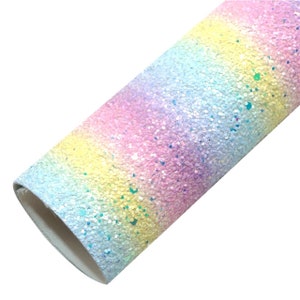 Chunky Glitter Rainbow Pastel Printed Sheet Faux Canvas Leather Fabric sheet bow making 229