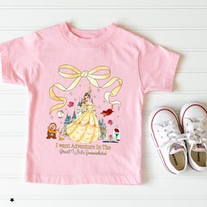 Disney Princess Belle White Coquette printed Crewneck T-shirt #00238