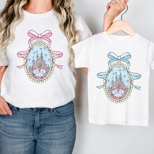 Disney Castle Coquette Personalised version White printed Crewneck T-shirt #00227P